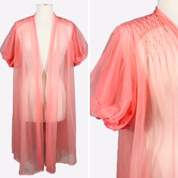 Vintage Other - 🔖SOLD🔖 Vintage Pink Sheer Boudoir Jacket Vintage Other - 🔖SOLD🔖 Vintage Pink Sheer Boudoir Jacket